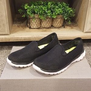 Black memory foam slip ons